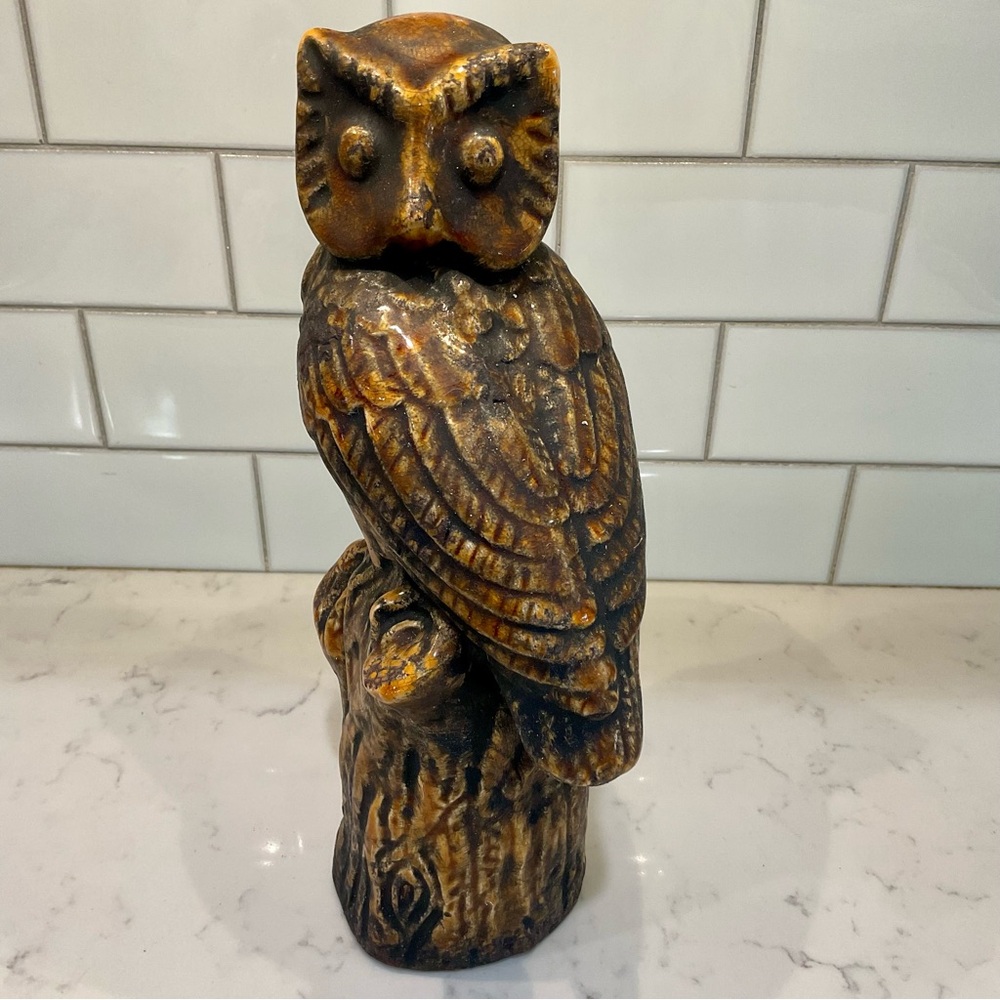 Vintage Rustic Brown Owl Sculpture